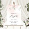 Blush Pink Flowers Welcome Sign, Baptism Sign, Printable File, Edit Yourself, SH142