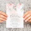 Blush Pink Flowers First Holy Communion Invitation, Printable File, Edit Yourself, SH143