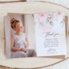 Blush Pink Flowers First Holy Communion Thank You Card, Printable File, Edit Yourself, SH143