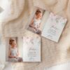 Blush Pink Flowers First Holy Communion Thank You Card, Printable File, Edit Yourself, SH143