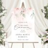 Blush Pink Flowers Welcome Sign, First Holy Communion Sign, Printable File, Edit Yourself, SH143