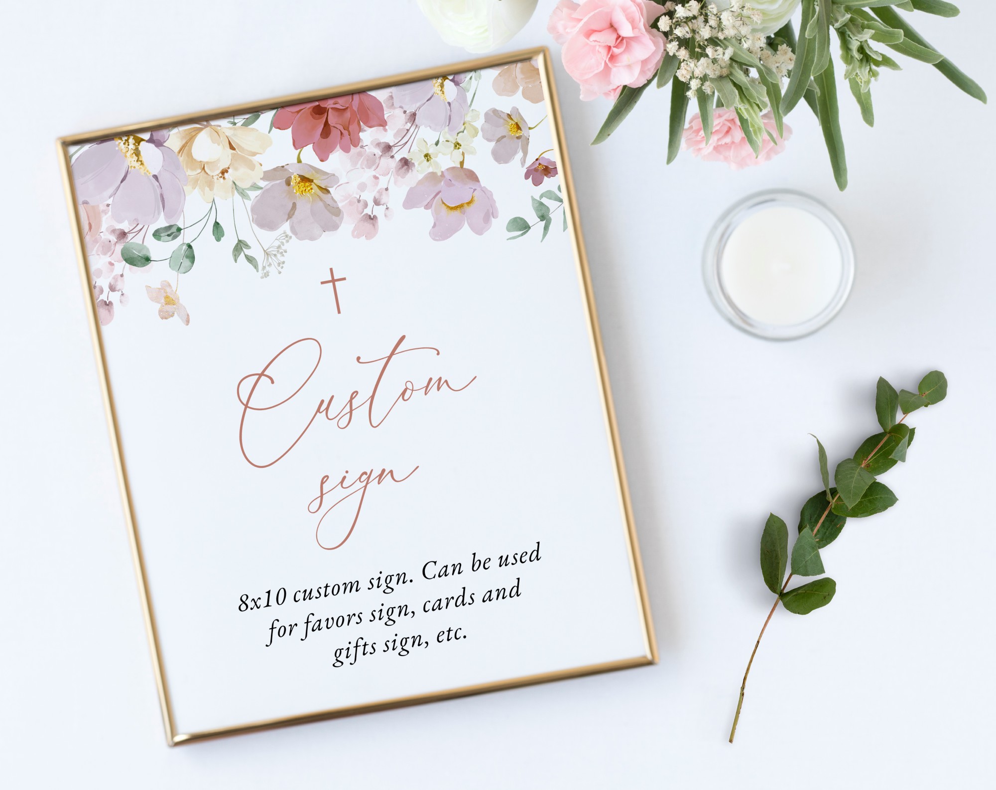 Colorful Flowers Custom Sign, Baptism, First Holy Communion, Printable File, Edit Yourself, SH144 SH145 Colorful Flowers Custom Sign, Baptism, First Holy Communion, Printable File, Edit Yourself, SH144 SH145