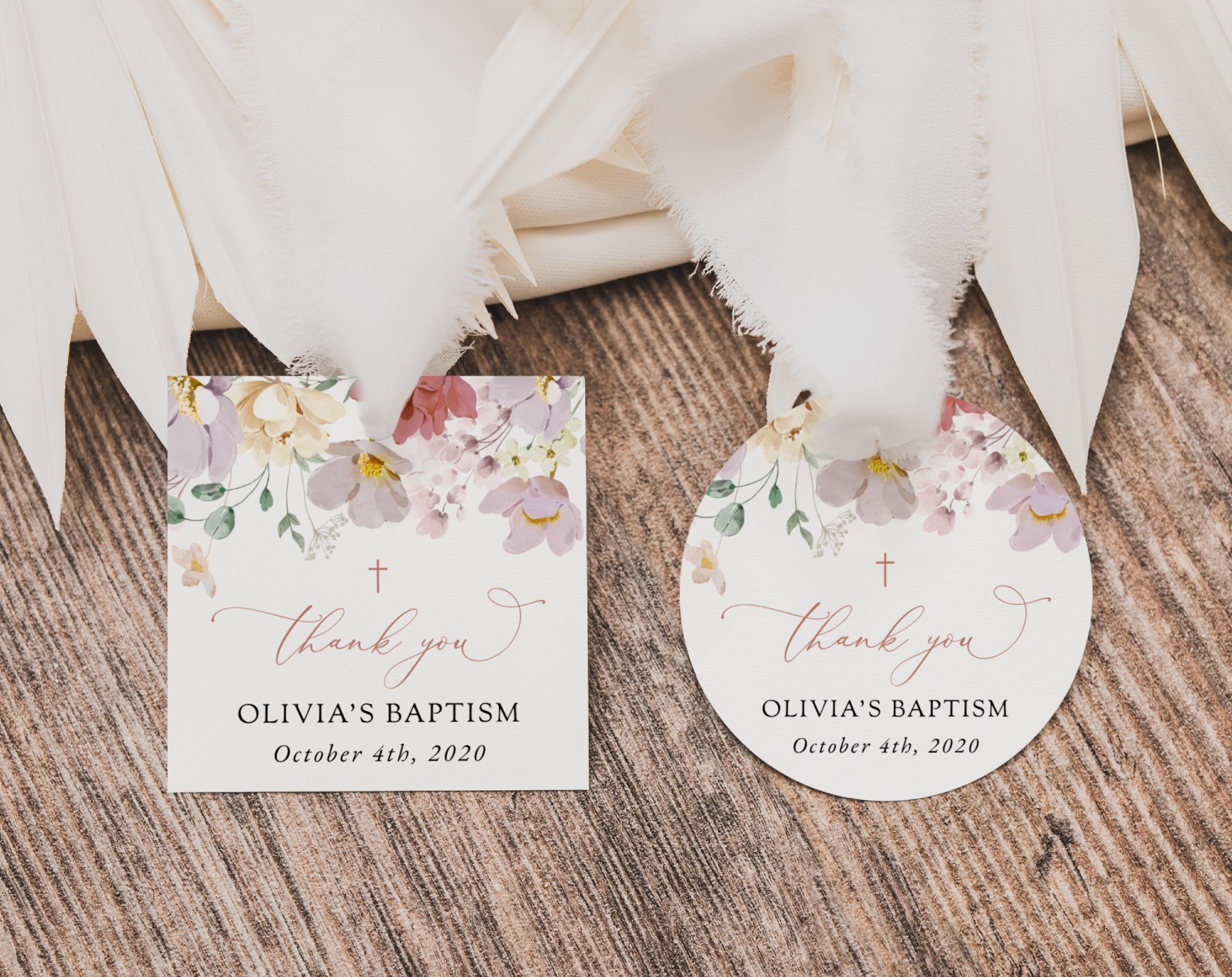 Colorful Flowers Baptism Favor Tags, Gift Tags, Printable File, Edit Yourself, SH144 Colorful Flowers Baptism Favor Tags, Gift Tags, Printable File, Edit Yourself, SH144