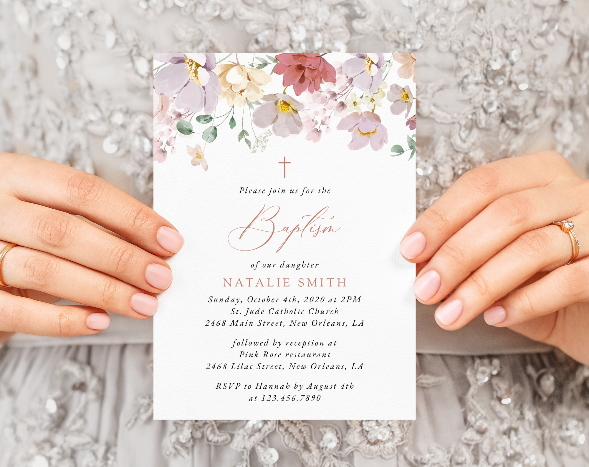 Colorful Flowers Baptism Invitation, Baptism Stationery, Printable File, Edit Yourself, SH144 Colorful Flowers Baptism Invitation, Baptism Stationery, Printable File, Edit Yourself, SH144