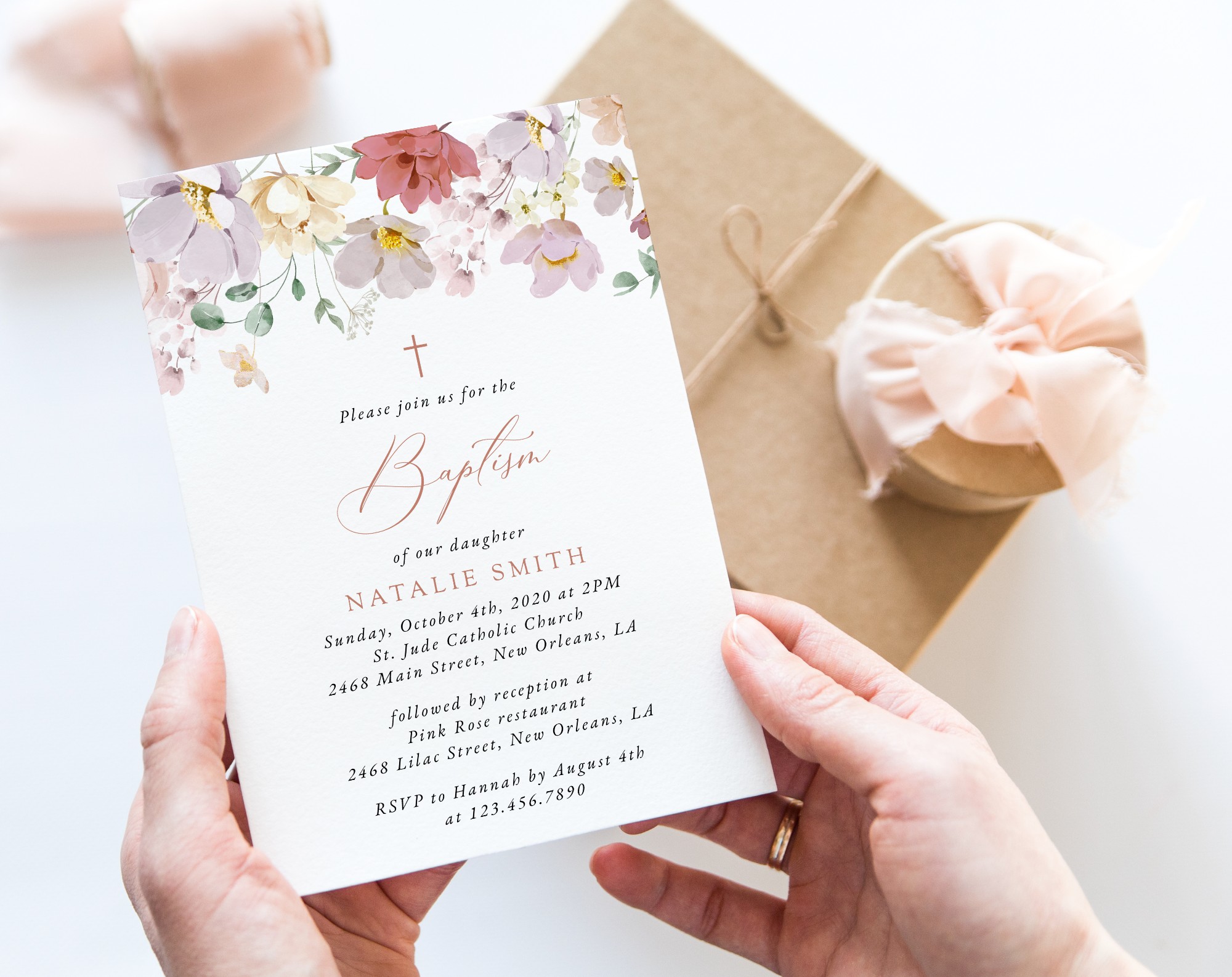 Colorful Flowers Baptism Invitation, Baptism Stationery, Printable File, Edit Yourself, SH144 Colorful Flowers Baptism Invitation, Baptism Stationery, Printable File, Edit Yourself, SH144