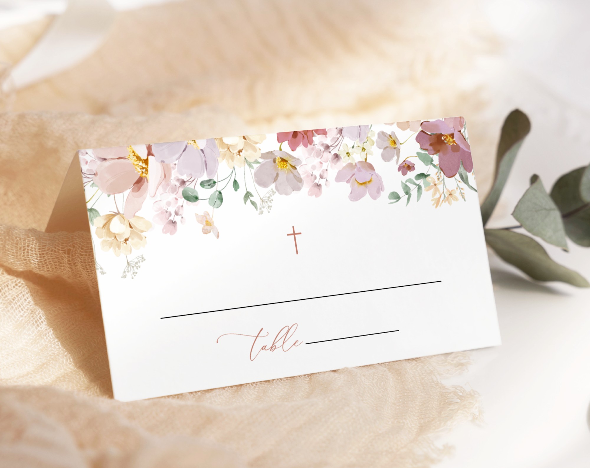 Colorful Flowers Place Card, Baptism, First Holy Communion, Printable File, Edit Yourself, SH144 SH145 Colorful Flowers Place Card, Baptism, First Holy Communion, Printable File, Edit Yourself, SH144 SH145