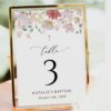 Colorful Flowers Table Number Sign, Baptism Sign, Printable File, Edit Yourself, SH144