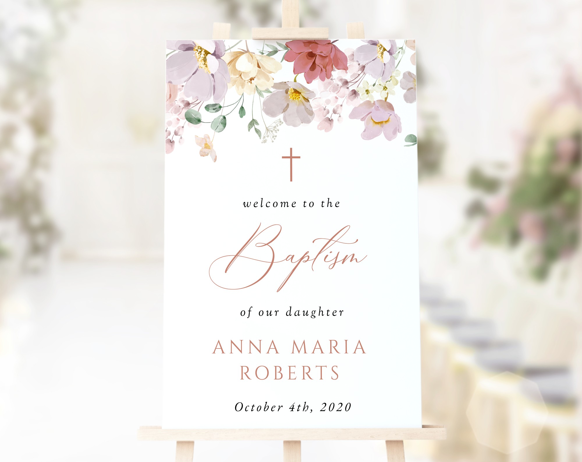 Colorful Flowers Welcome Sign, Baptism Sign, Printable File, Edit Yourself, SH144 Colorful Flowers Welcome Sign, Baptism Sign, Printable File, Edit Yourself, SH144