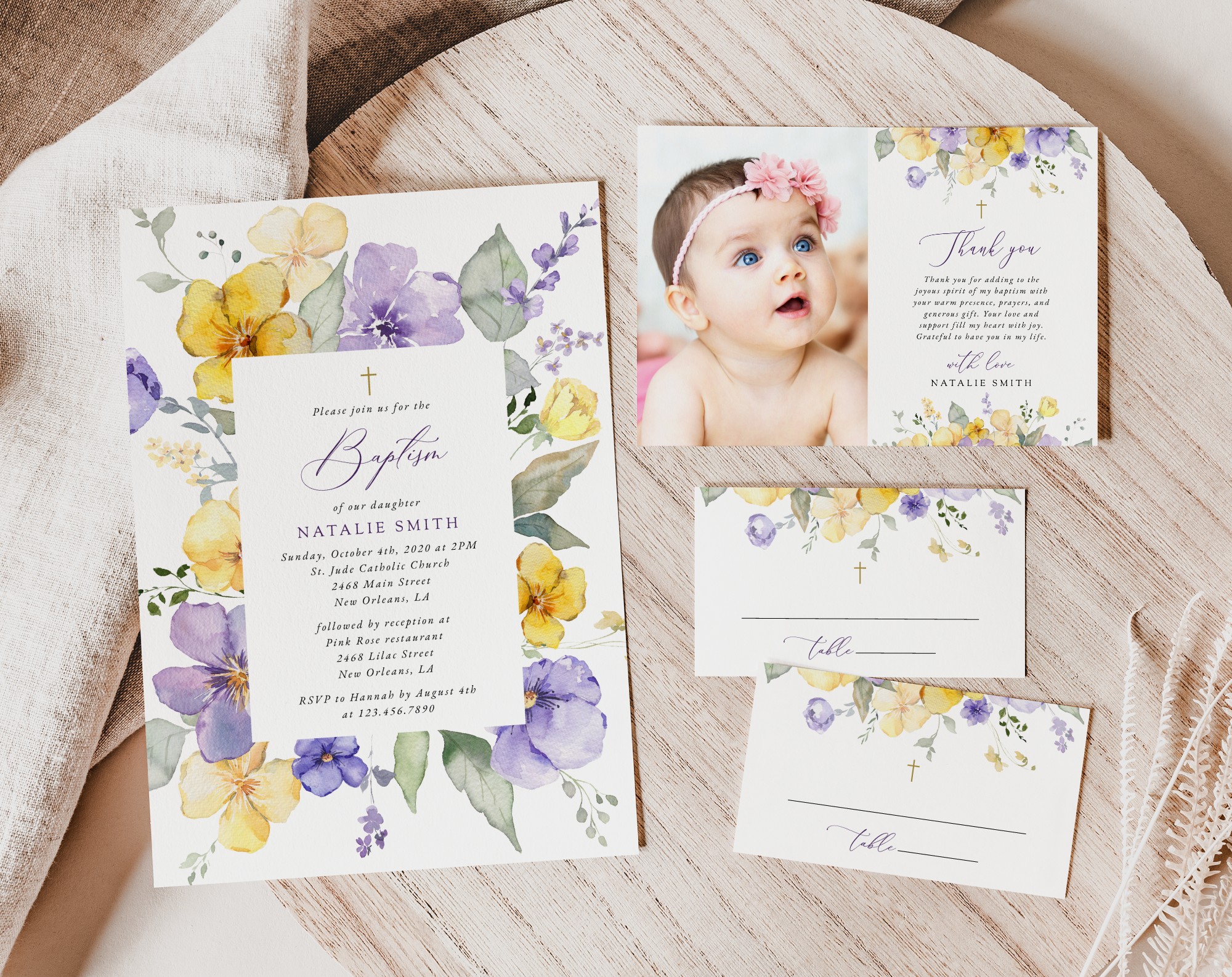 SH146 Purple and Yellow Flowers Baptism Shop by Collection SH146 Purple and Yellow Flowers Baptism Shop by Collection