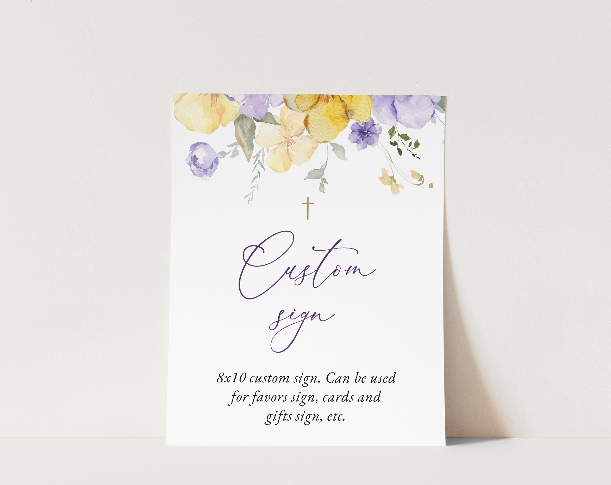 Purple and Yellow Flowers Custom Sign, Baptism, First Holy Communion, Printable File, Edit Yourself, SH146 SH147 Purple and Yellow Flowers Custom Sign, Baptism, First Holy Communion, Printable File, Edit Yourself, SH146 SH147
