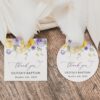 Purple and Yellow Flowers Baptism Favor Tags, Gift Tags, Printable File, Edit Yourself, SH146