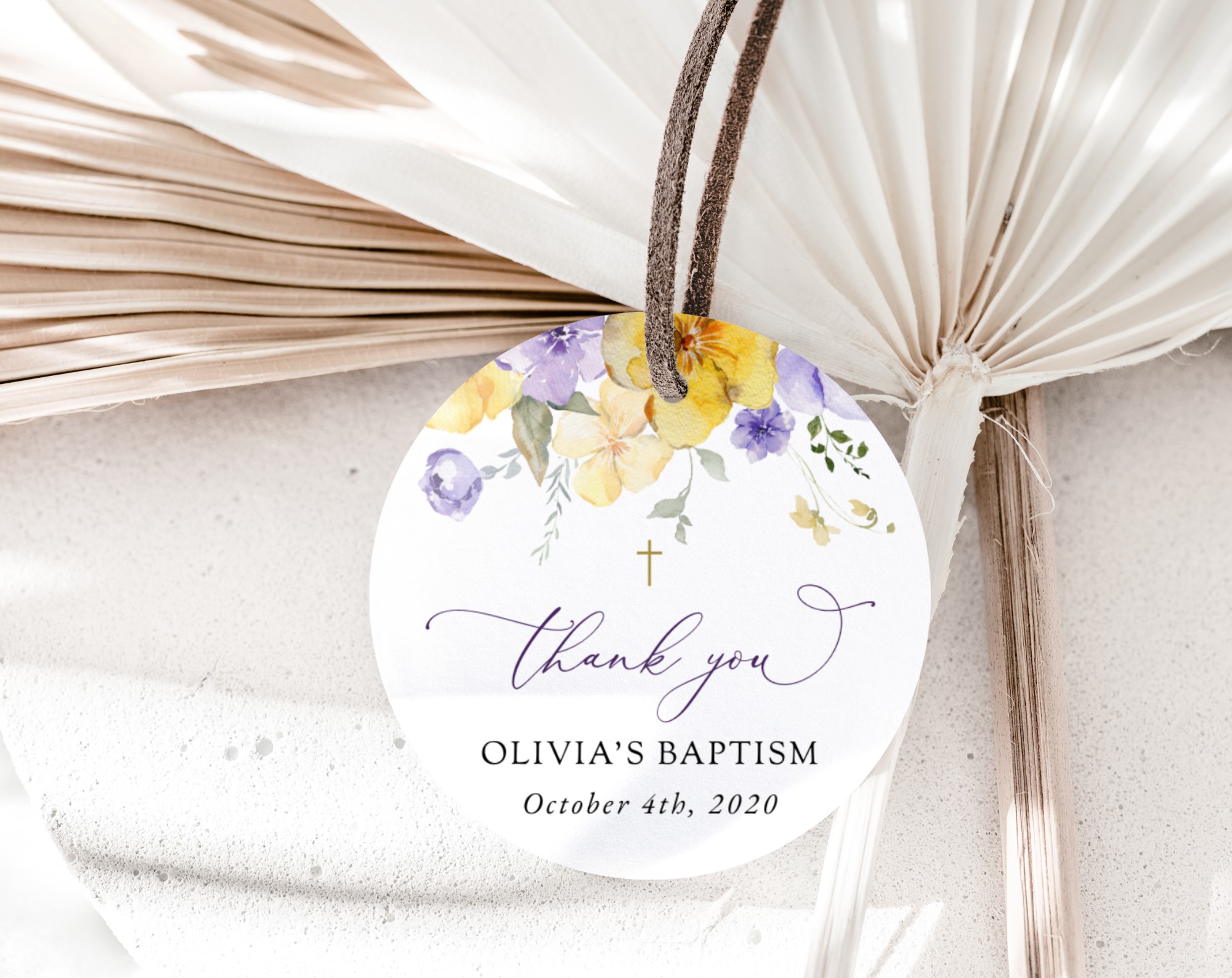 Purple and Yellow Flowers Baptism Favor Tags, Gift Tags, Printable File, Edit Yourself, SH146 Purple and Yellow Flowers Baptism Favor Tags, Gift Tags, Printable File, Edit Yourself, SH146