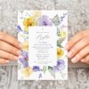 Purple and Yellow Flowers Baptism Invitation, Baptism Stationery, Printable File, Edit Yourself, SH146