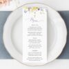 Purple and Yellow Flowers Menu, Baptism, First Holy Communion, Printable File, Edit Yourself, SH146 SH147