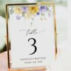 Purple and Yellow Flowers Table Number Sign, Baptism Sign, Printable File, Edit Yourself, SH146