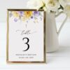Purple and Yellow Flowers Table Number Sign, Baptism Sign, Printable File, Edit Yourself, SH146 Purple and Yellow Flowers Table Number Sign, Baptism Sign, Printable File, Edit Yourself, SH146