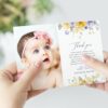 Purple and Yellow Flowers Baptism Thank You Card, Baptism Stationery, Printable File, Edit Yourself, SH146