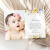 Purple and Yellow Flowers Baptism Thank You Card, Baptism Stationery, Printable File, Edit Yourself, SH146