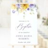 Purple and Yellow Flowers Welcome Sign, Baptism Sign, Printable File, Edit Yourself, SH146 Purple and Yellow Flowers Welcome Sign, Baptism Sign, Printable File, Edit Yourself, SH146