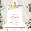 Purple and Yellow Flowers Welcome Sign, Baptism Sign, Printable File, Edit Yourself, SH146