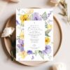 Purple and Yellow Flowers First Holy Communion Invitation, Printable File, Edit Yourself, SH147