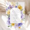 Purple and Yellow Flowers First Holy Communion Invite, Printable File, Edit Yourself, SH147