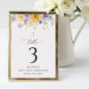 Purple and Yellow Flowers Table Number Sign, First Holy Communion Sign, Printable File, Edit Yourself, SH147