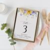 Purple and Yellow Flowers Table Number Sign, First Holy Communion Sign, Printable File, Edit Yourself, SH147