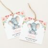 Little Elephant Favor Tags, Gift Tags, First Birthday, Girl Birthday, Printable File, Edit Yourself, SH97