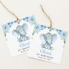 Baby Elephant Favor Tags, Gift Tags, First Birthday, Boy Birthday, Printable File, Edit Yourself, SH99
