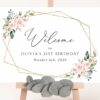 Pink Flowers Welcome Sign, Birthday Sign, Girl Birthday, Printable File, Edit Yourself, SH119 Pink Flowers Welcome Sign, Birthday Sign, Girl Birthday, Printable File, Edit Yourself, SH119