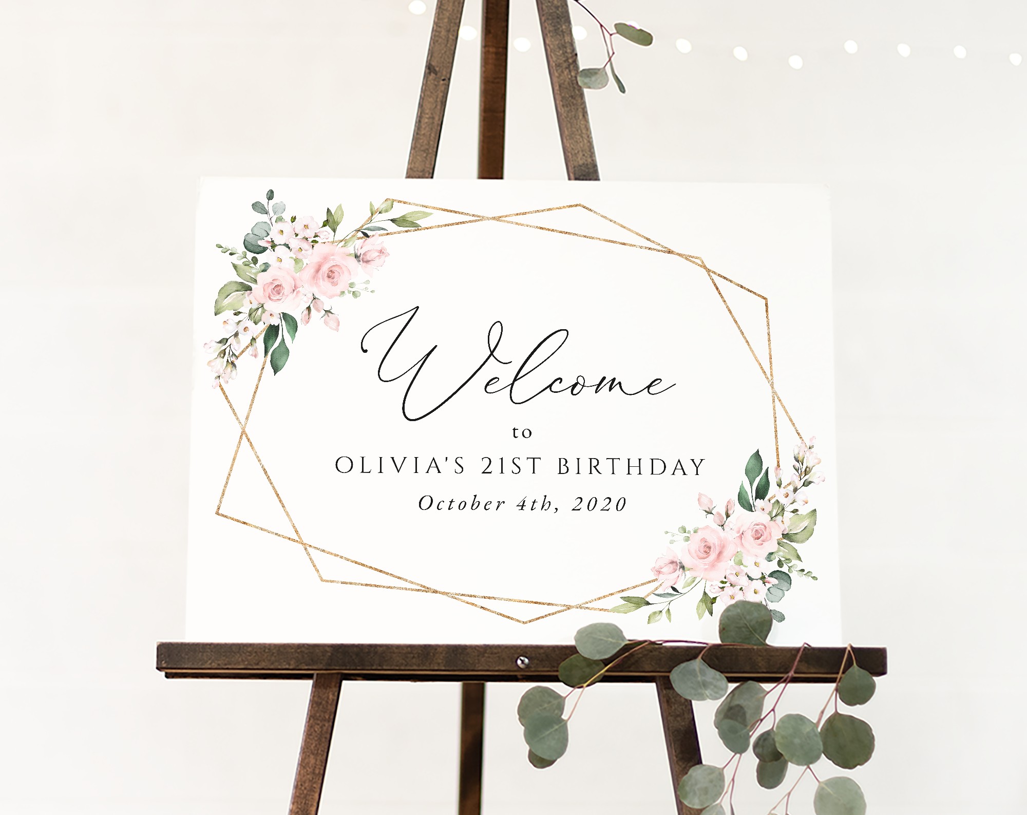 Pink Flowers Welcome Sign, Birthday Sign, Girl Birthday, Printable File, Edit Yourself, SH119 Pink Flowers Welcome Sign, Birthday Sign, Girl Birthday, Printable File, Edit Yourself, SH119