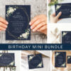 Navy and White Flowers Birthday Mini Bundle, Girl Birthday, Any Birthday, Printable File, Edit Yourself, SH121