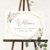Pink Flowers and Gold Confetti Welcome Sign, Birthday Sign, Girl Birthday, Printable File, Edit Yourself, SH122 Pink Flowers and Gold Confetti Welcome Sign, Birthday Sign, Girl Birthday, Printable File, Edit Yourself, SH122