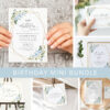 Blue Flowers and Gold Confetti Birthday Mini Bundle, Girl Birthday, Any Birthday, Printable File, Edit Yourself, SH123