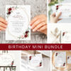 Burgundy and Pink Flowers Birthday Mini Bundle, Girl Birthday, Any Birthday, Printable File, Edit Yourself, SH125