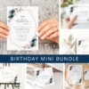 Navy and Pink Flowers Birthday Mini Bundle, Girl Birthday, Any Birthday, Printable File, Edit Yourself, SH127