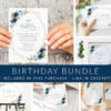 Navy and Blue Flowers Birthday Mini Bundle, Girl Birthday, Any Birthday, Printable File, Edit Yourself, SH128