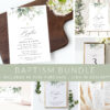 Greenery and Gold Baptism Mini Bundle, Printable File, Edit Yourself, SH148 Greenery and Gold Baptism Mini Bundle, Printable File, Edit Yourself, SH148