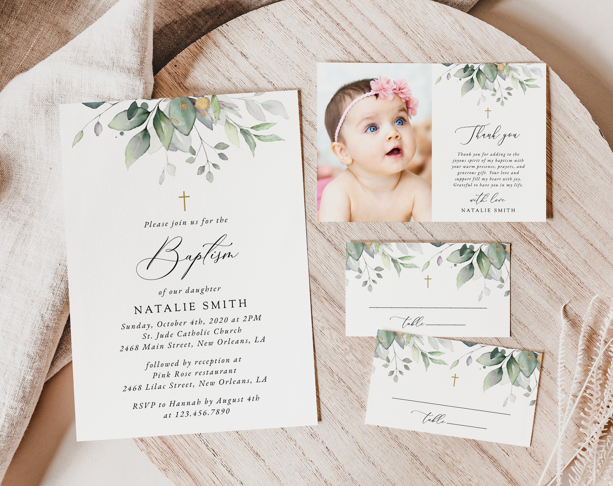 SH148 Greenery and Gold Baptism Shop by Collection SH148 Greenery and Gold Baptism Shop by Collection