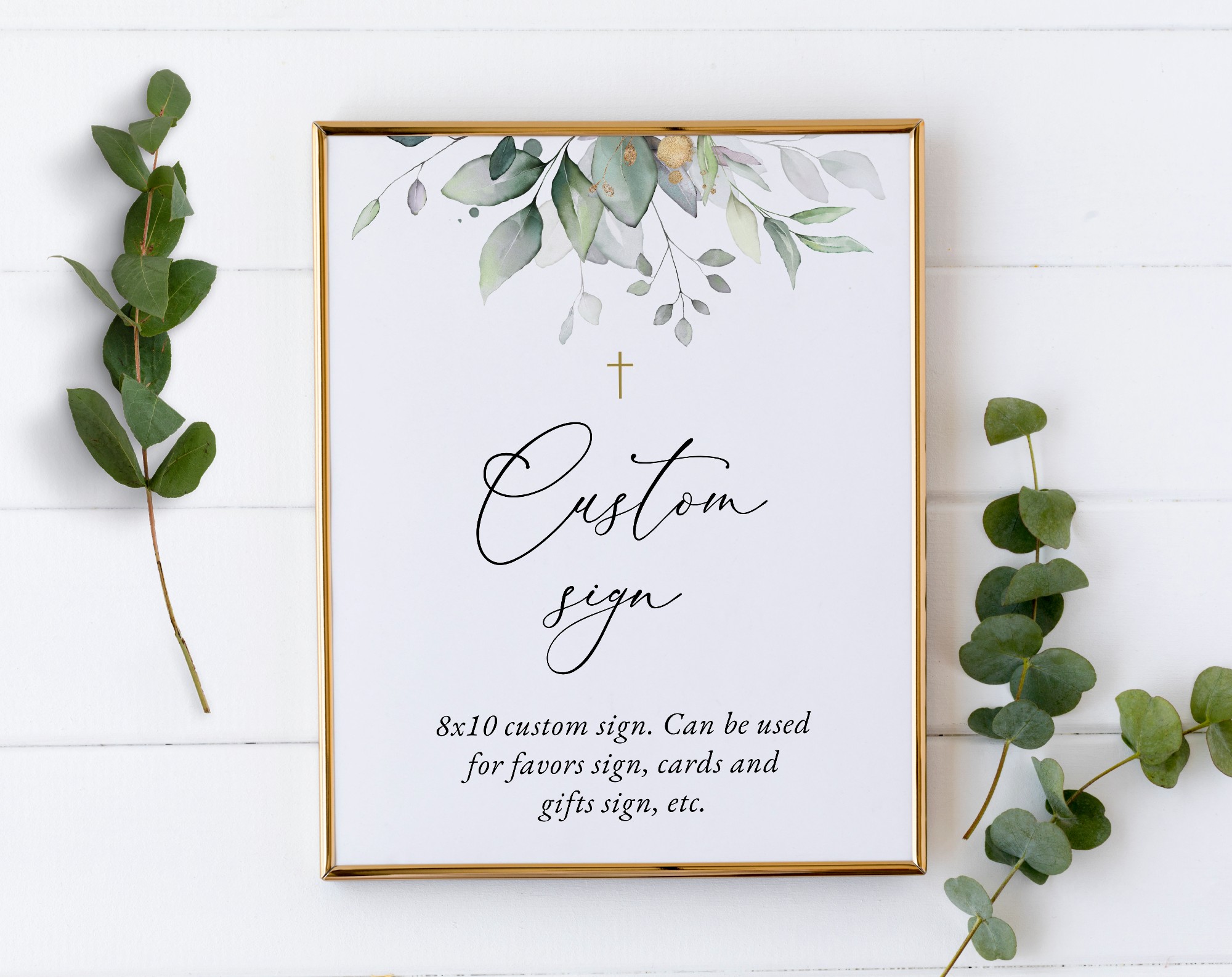 Greenery and Gold Baptism Mini Bundle, Printable File, Edit Yourself, SH148