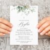 Greenery and Gold Baptism Invitation, Baptism Stationery, Printable File, Edit Yourself, SH148