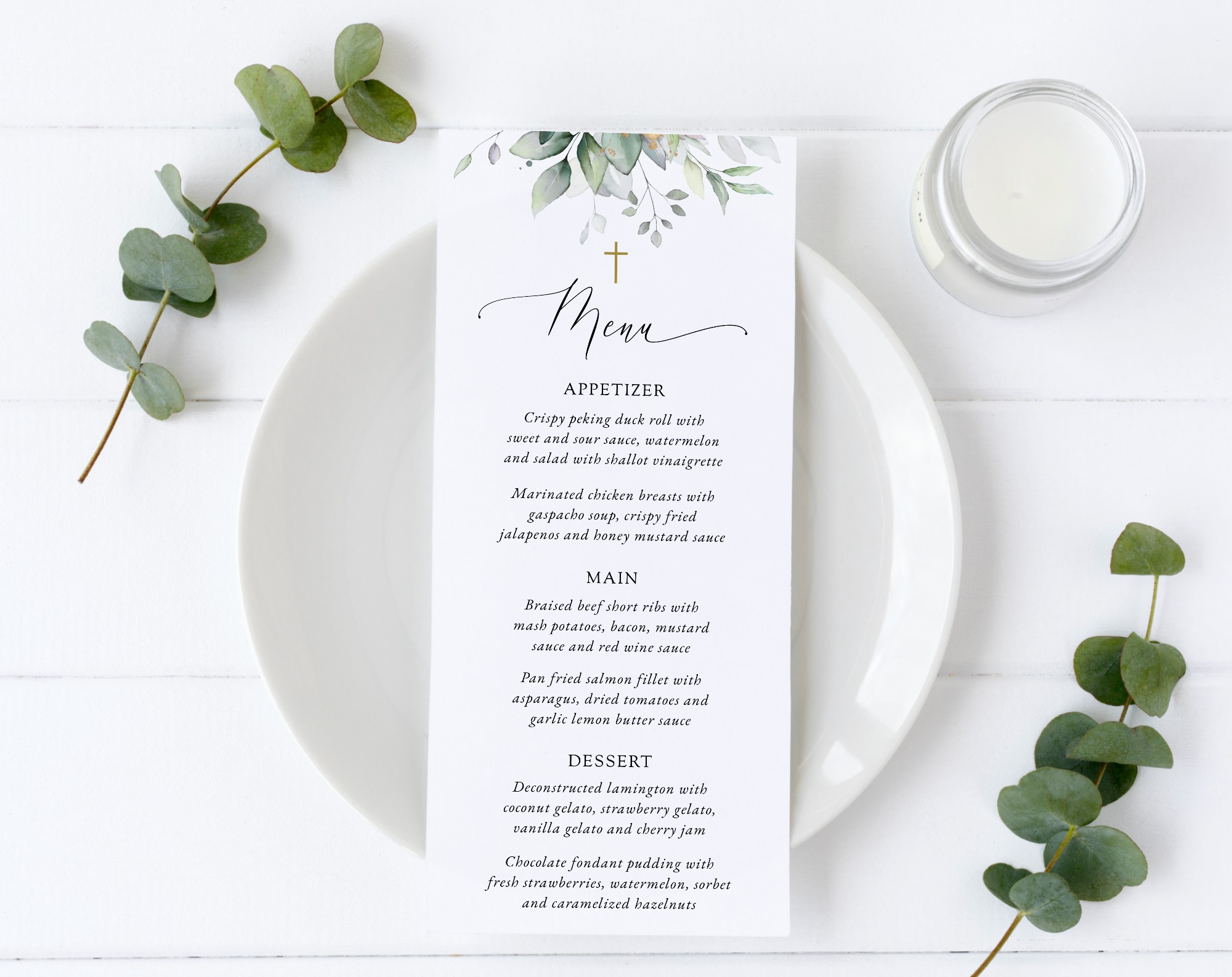Greenery and Gold Baptism Mini Bundle, Printable File, Edit Yourself, SH148