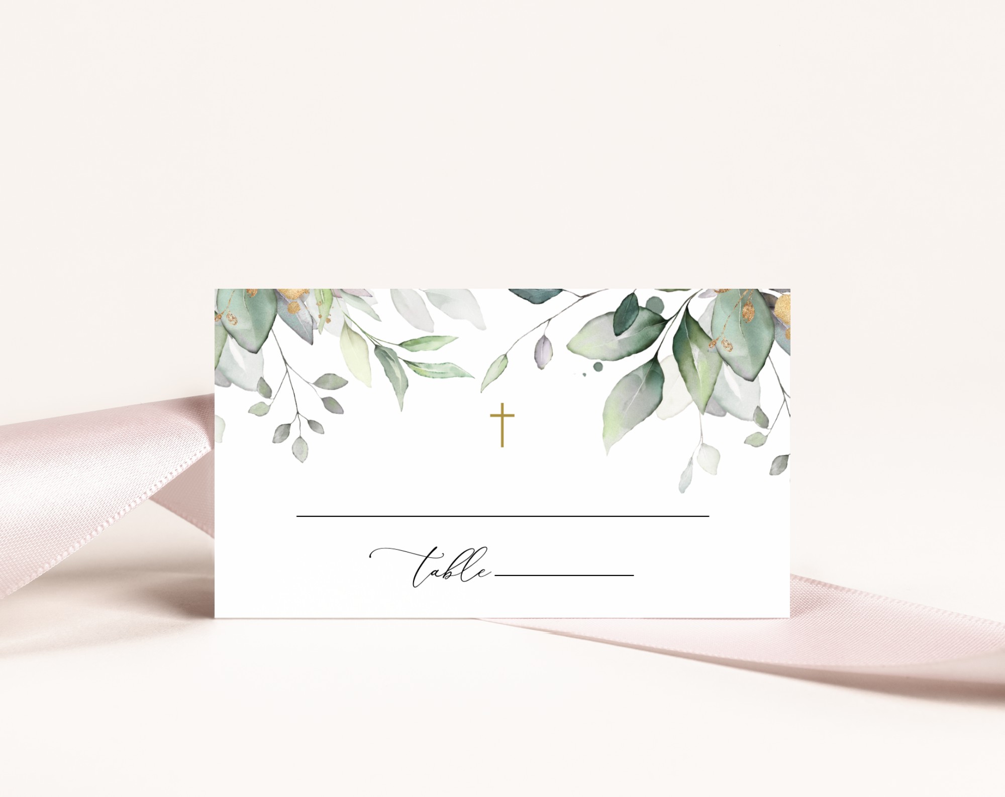 Greenery and Gold First Holy Communion Mini Bundle, Printable File, Edit Yourself, SH149