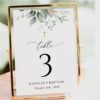 Greenery and Gold Table Number Sign, Baptism Sign, Printable File, Edit Yourself, SH148