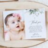 Greenery and Gold Baptism Thank You Card, Baptism Stationery, Printable File, Edit Yourself, SH148 Greenery and Gold Baptism Thank You Card, Baptism Stationery, Printable File, Edit Yourself, SH148