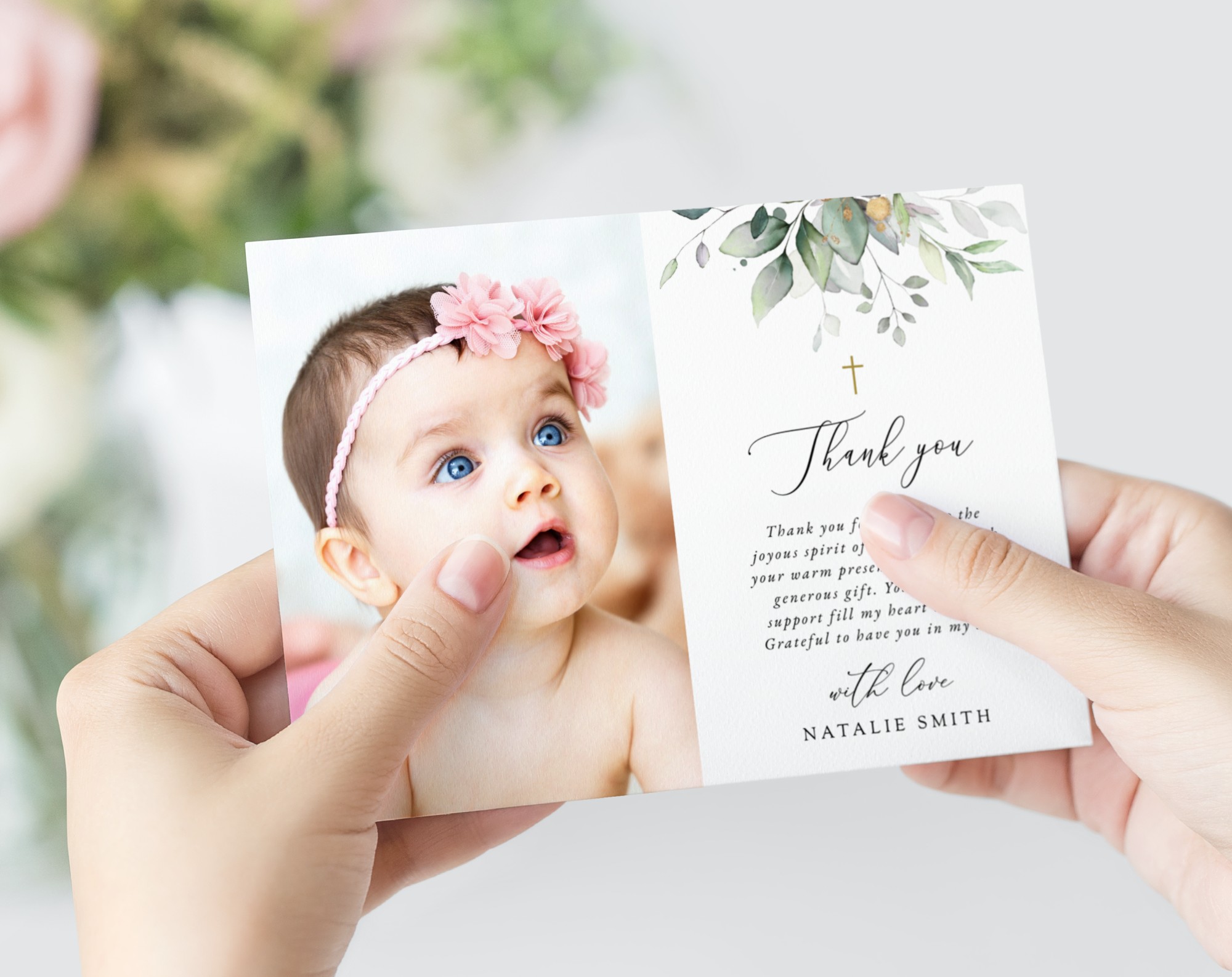 Greenery and Gold Baptism Mini Bundle, Printable File, Edit Yourself, SH148