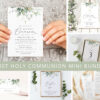 Greenery and Gold First Holy Communion Mini Bundle, Printable File, Edit Yourself, SH149