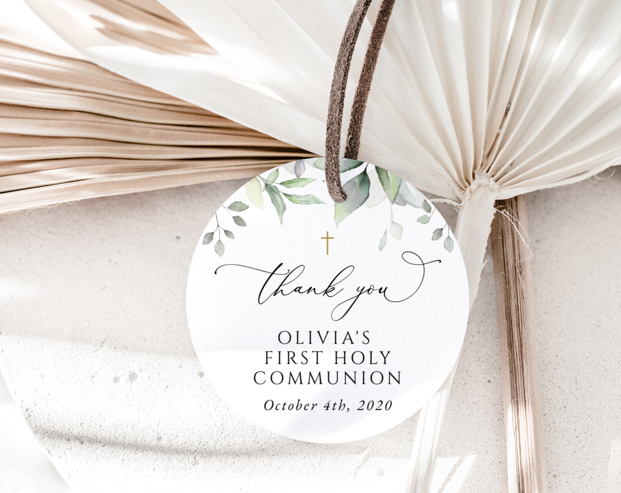 Greenery and Gold First Holy Communion Favor Tags, Printable File, Edit Yourself, SH149 Greenery and Gold First Holy Communion Favor Tags, Printable File, Edit Yourself, SH149