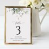 Greenery and Gold Table Number Sign, First Holy Communion Sign, Printable File, Edit Yourself, SH149